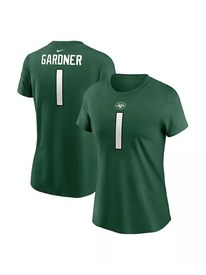 Женская футболка Sauce Gardner Green New York Jets с именем и номером игрока Nike — изображение 1 из 3