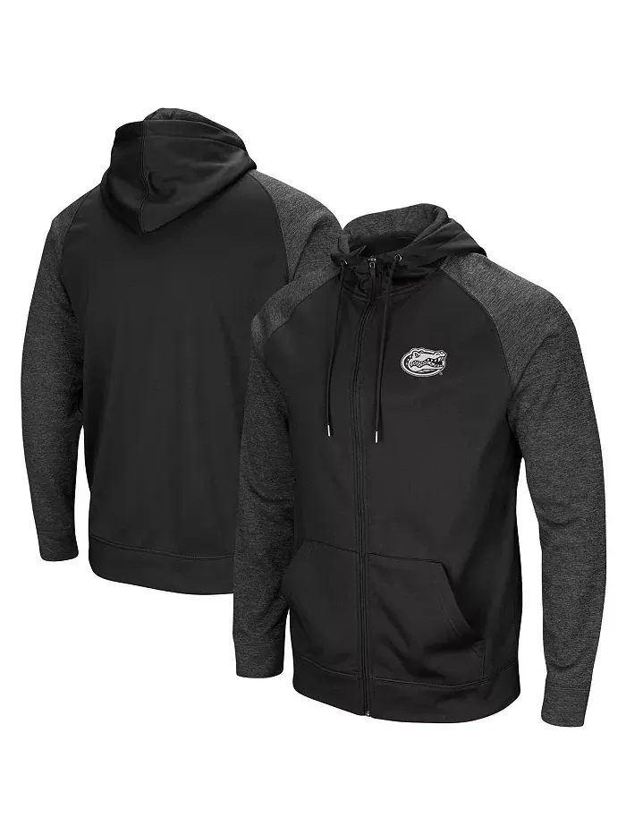 Мужская худи с молнией Big and Tall Blackout Raglan Full-Zip Hoodie черного цвета Florida Gators — изображение 1 из 3