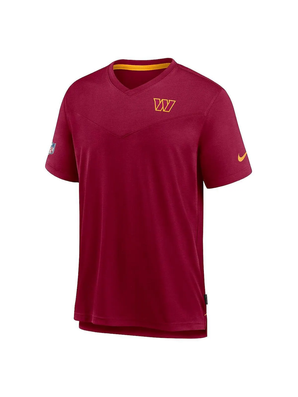 Мужская бордовая футболка washington commanders sideline coach chevron lock up logo с v-образным — изображение 3 из 3