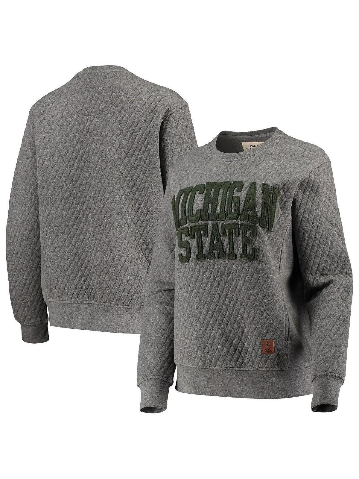 Женский стеганый пуловер Heather Charcoal Michigan State Spartans Moose Pressbox — изображение 1 из 2, темно-серый