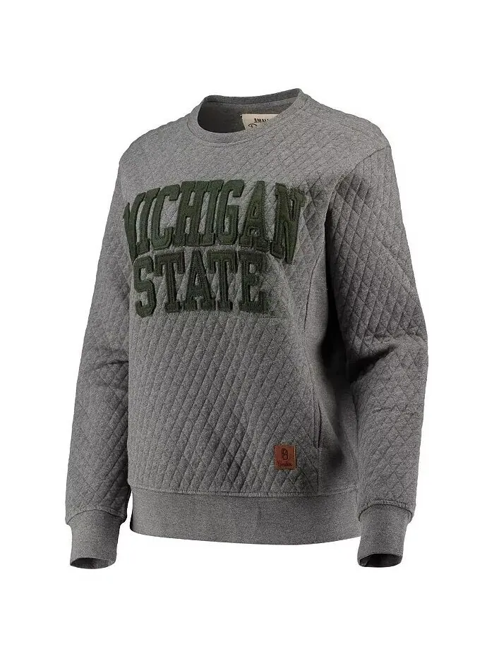 Женский стеганый пуловер Heather Charcoal Michigan State Spartans Moose Pressbox — изображение 2 из 2