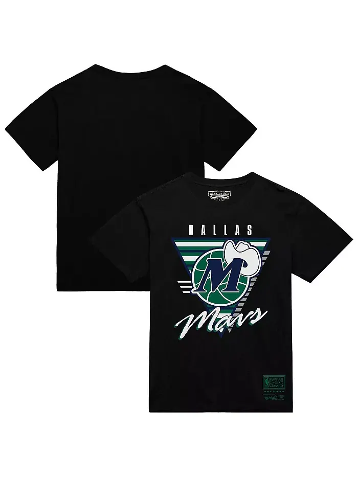 Мужская черная футболка Dallas Mavericks Worldwide Collection с три-логотипом Mitchell & Ness — изображение 1 из 3