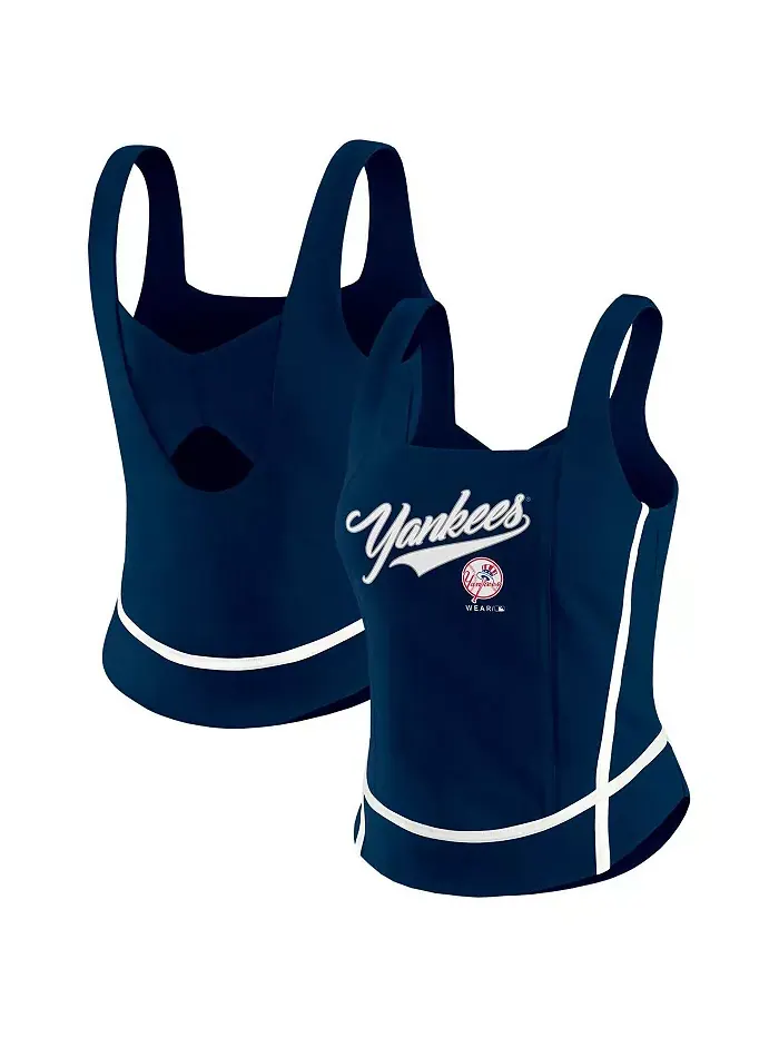 Женская темно-синяя майка New York Yankees с квадратным вырезом WEAR by Erin Andrews — изображение 1 из 3