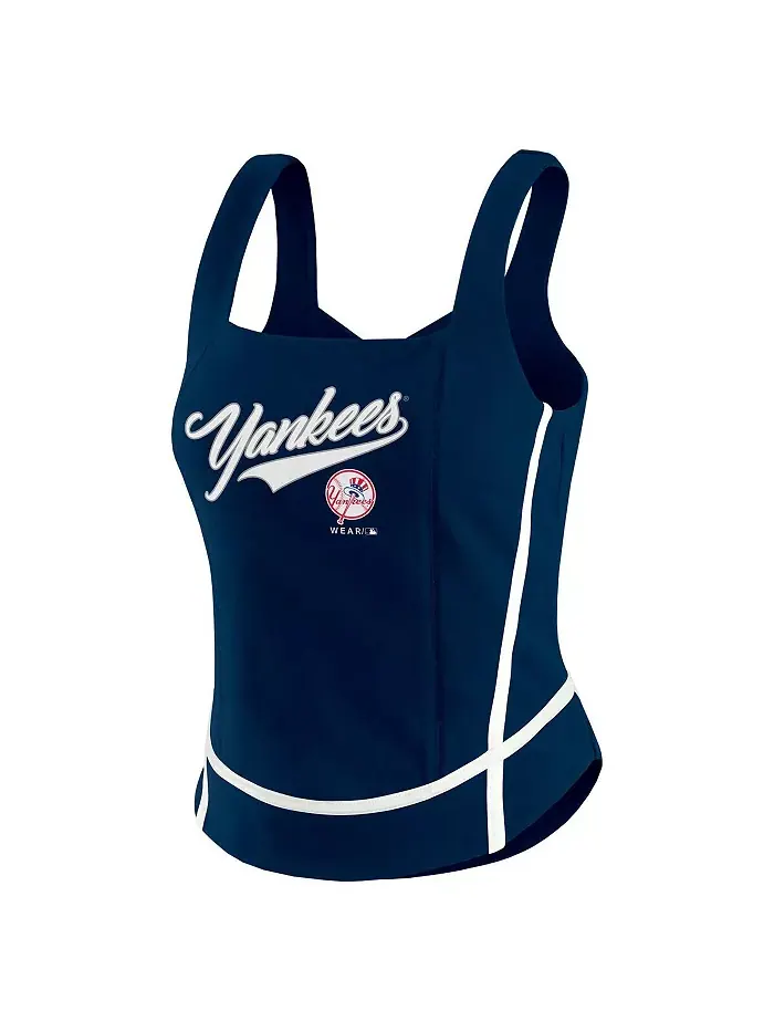 Женская темно-синяя майка New York Yankees с квадратным вырезом WEAR by Erin Andrews — изображение 2 из 3