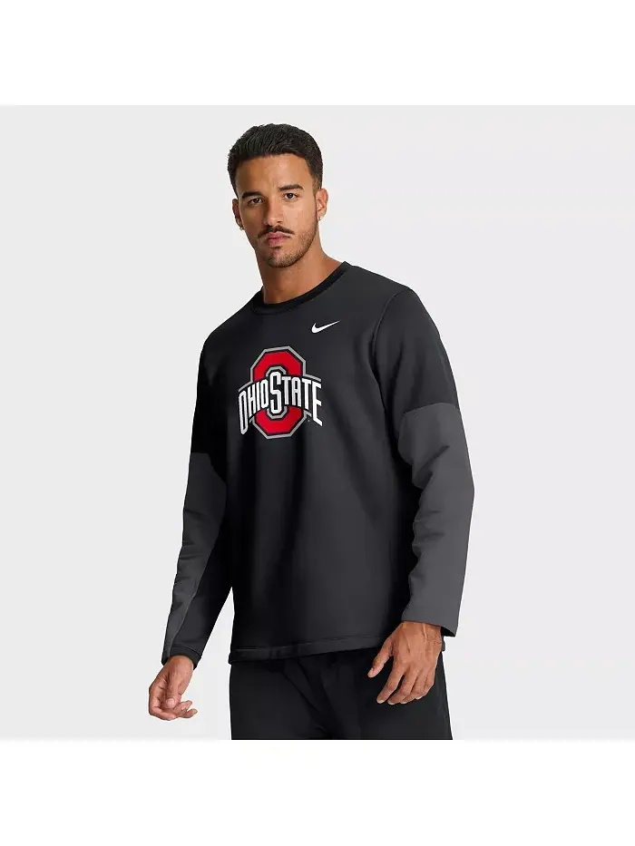Мужская черная футболка Ohio State Buckeyes 2025 Sideline Coach Performance с длинными рукавами Nike — изображение 1 из 5