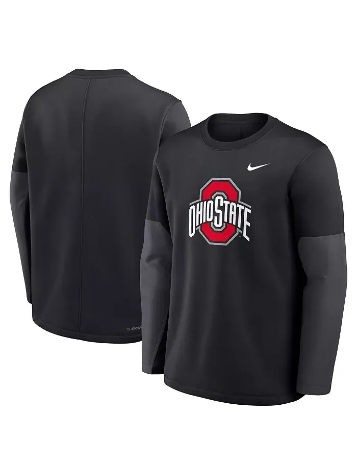 Мужская черная футболка Ohio State Buckeyes 2025 Sideline Coach Performance с длинными рукавами Nike — изображение 4 из 5