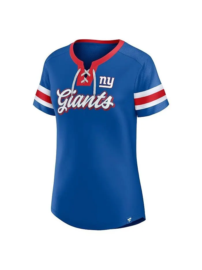 Женская фирменная футболка Royal New York Giants Original State на шнуровке Fanatics — изображение 3 из 3, королевский