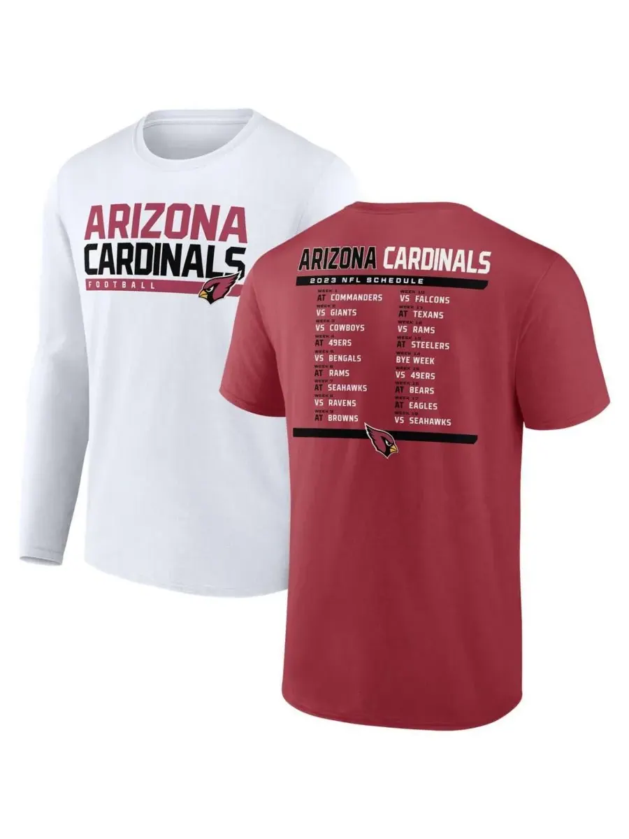 Fanatics Мужской комплект из двух футболок с расписанием игр команды Arizona Cardinals 2023 года — изображение 1 из 4, белый