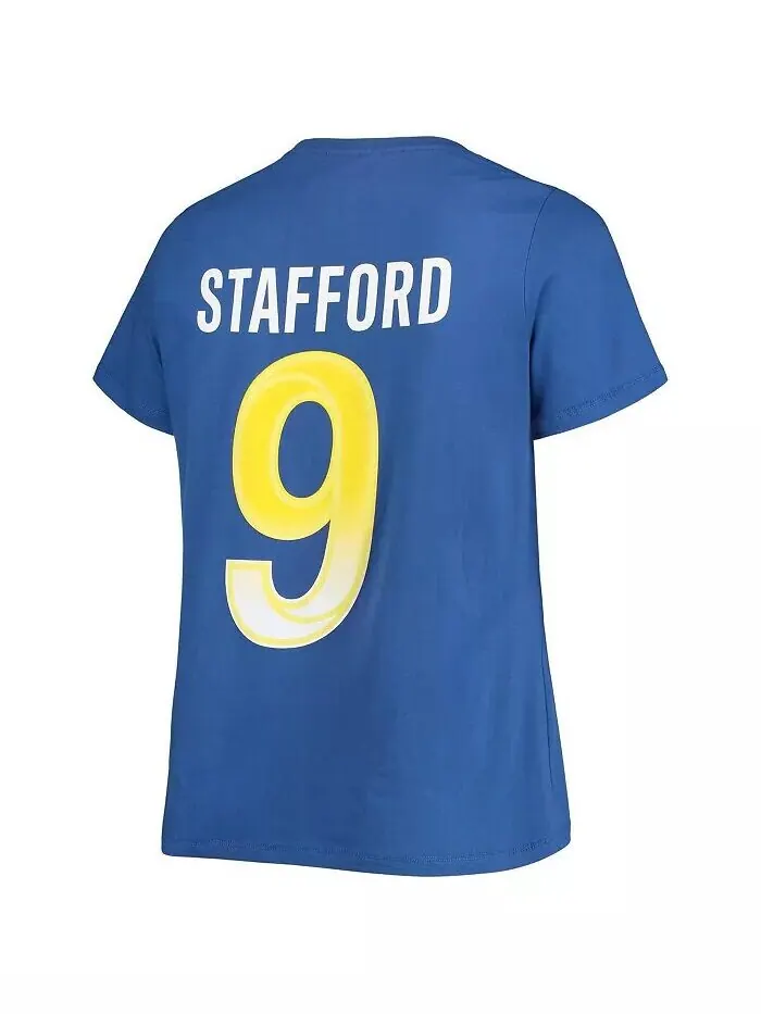 Женская футболка Matthew Stafford Royal Los Angeles Rams размера плюс с v-образным вырезом, именем — изображение 3 из 3