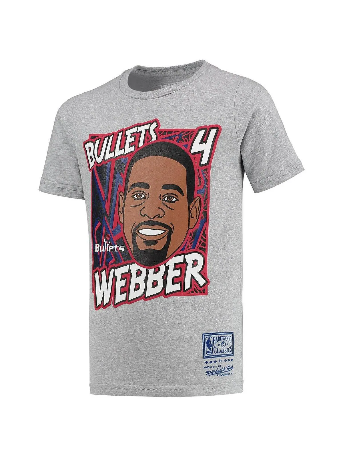 Футболка Big Boys Chris Webber Heathered Grey Washington Bullets Hardwood Classics King of the — изображение 3 из 3, серый