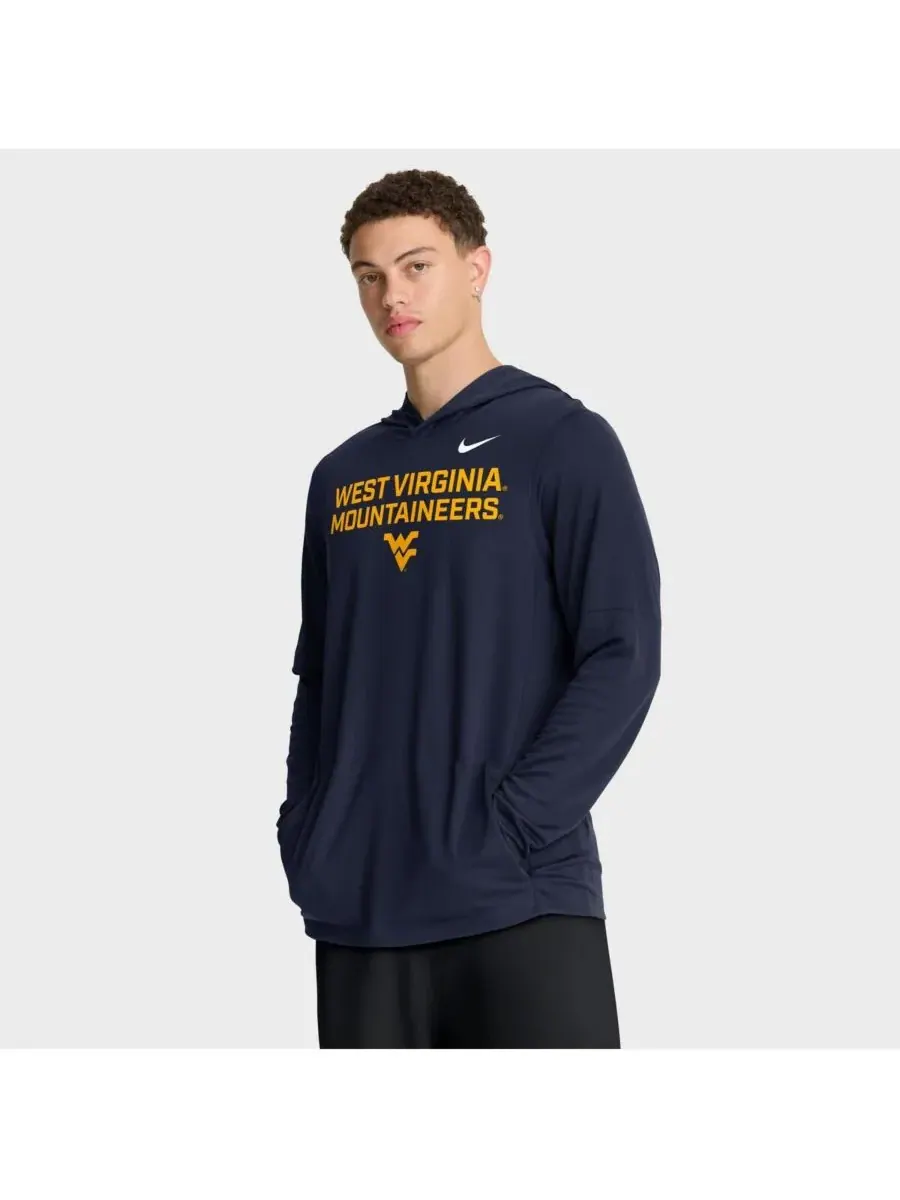 Nike Мужская темно-синяя толстовка с длинным рукавом West Virginia Mountaineers 2025 Sideline — изображение 1 из 5