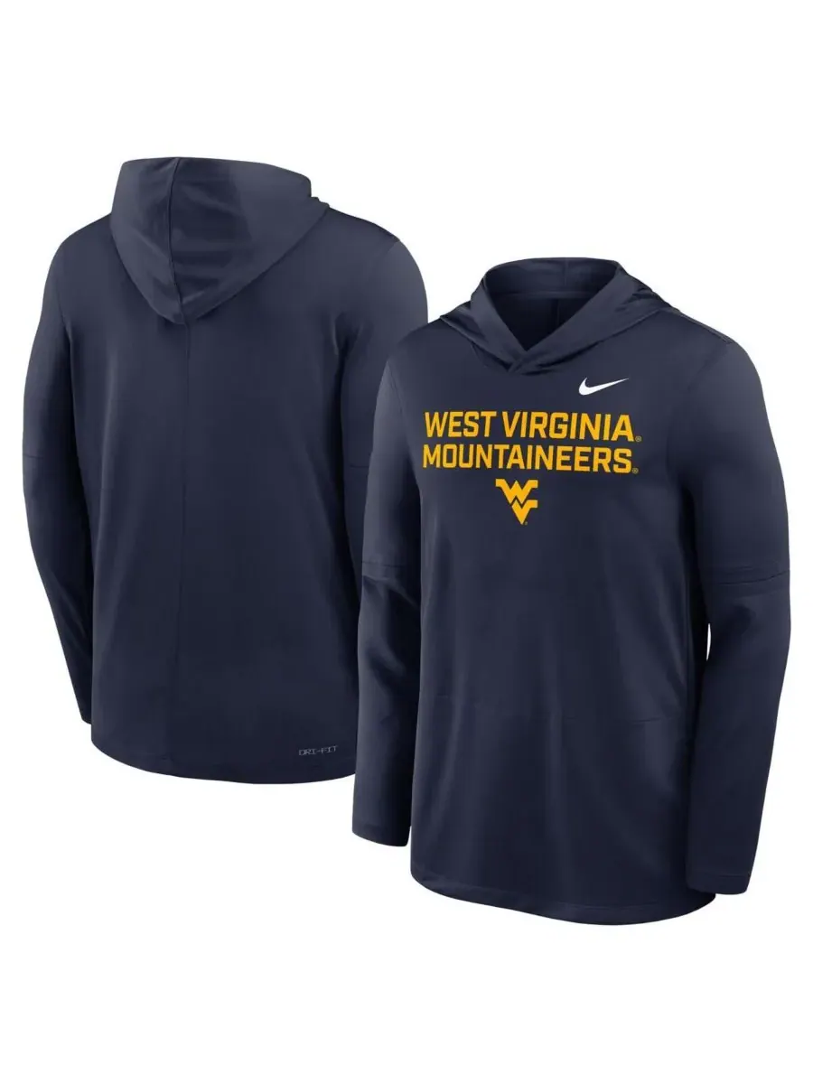 Nike Мужская темно-синяя толстовка с длинным рукавом West Virginia Mountaineers 2025 Sideline — изображение 2 из 5