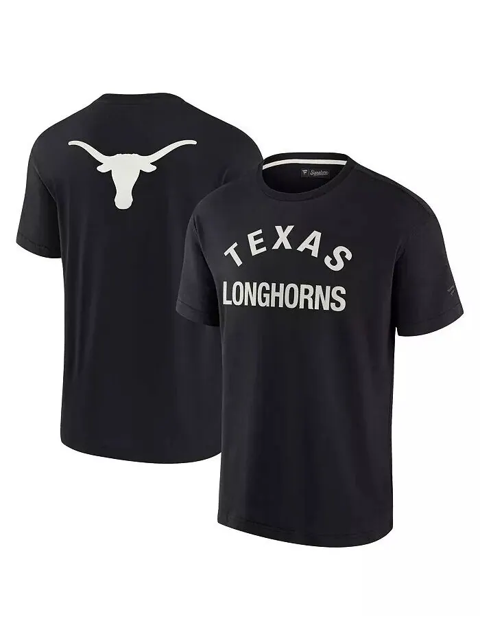Мужская и женская черная футболка Texas Longhorns с коротким рукавом, супермягкая Fanatics Signature — изображение 1 из 3