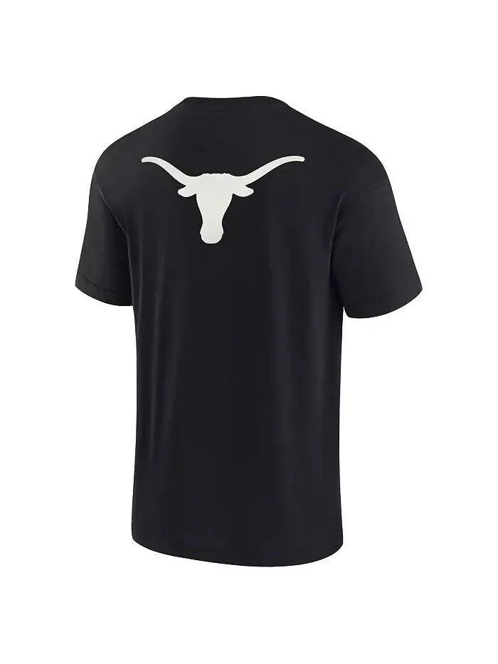 Мужская и женская черная футболка Texas Longhorns с коротким рукавом, супермягкая Fanatics Signature — изображение 2 из 3