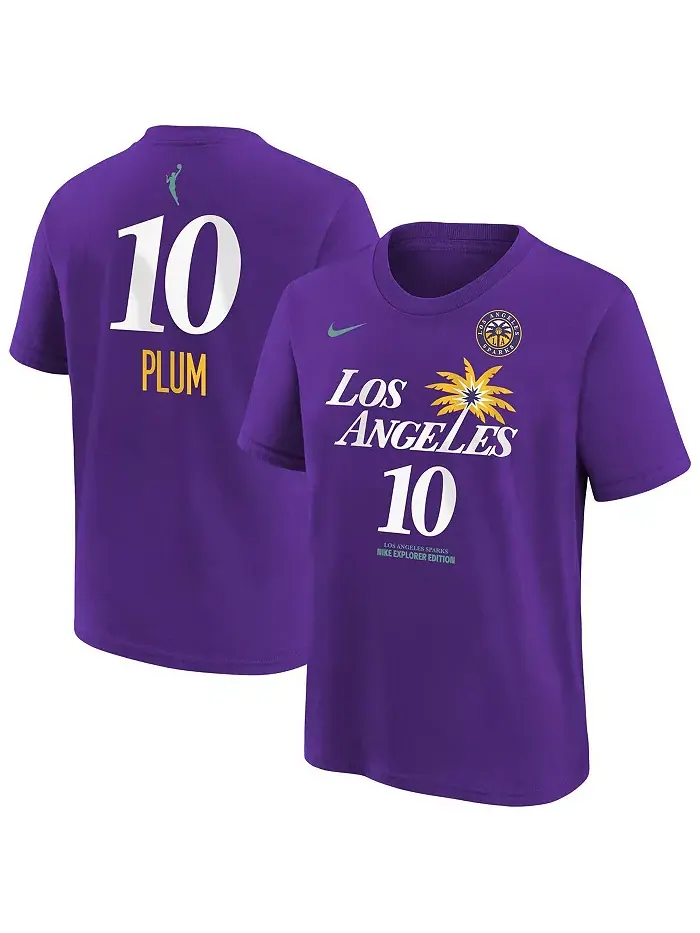 Футболка с именем и номером Kelsey Plum Los Angeles Sparks Explorer Edition, фиолетовая, для — изображение 1 из 3