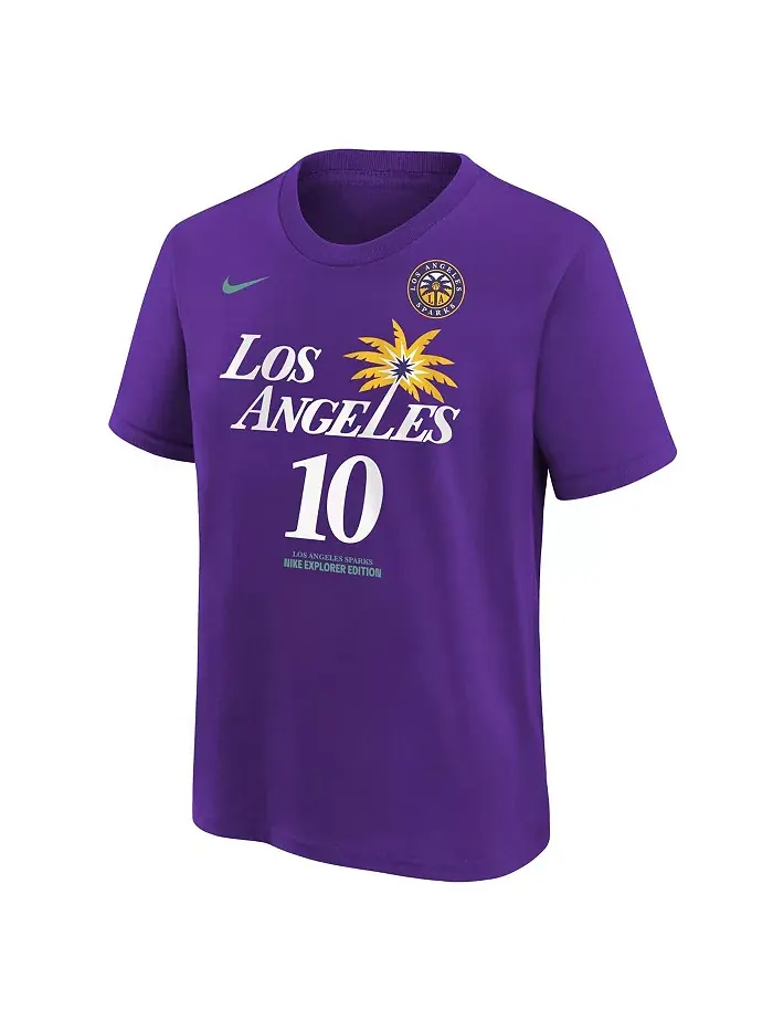 Футболка с именем и номером Kelsey Plum Los Angeles Sparks Explorer Edition, фиолетовая, для — изображение 2 из 3