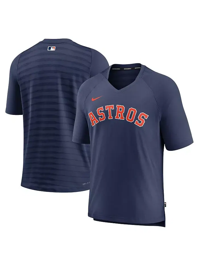 Мужская футболка Houston Astros Authentic Collection Pregame Raglan Performance V-Neck в синем — изображение 1 из 3