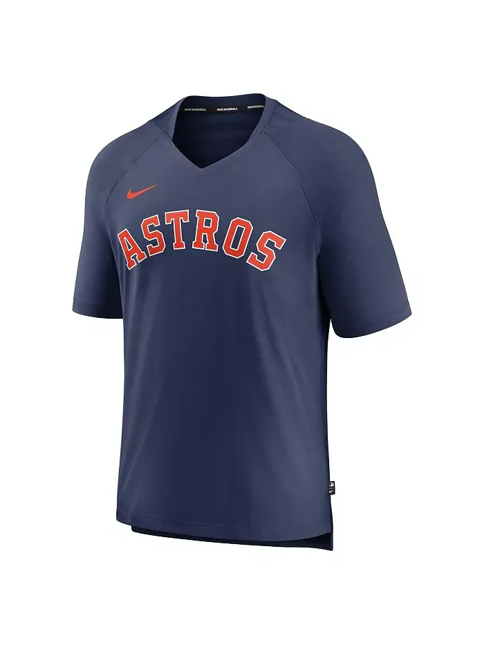 Мужская футболка Houston Astros Authentic Collection Pregame Raglan Performance V-Neck в синем — изображение 2 из 3