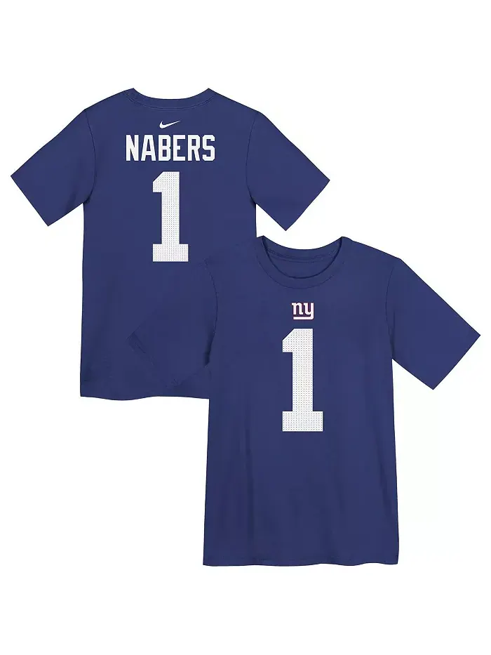 Футболка с именем и номером Preschool Malik Nabers Royal New York Giants Nike — изображение 1 из 3