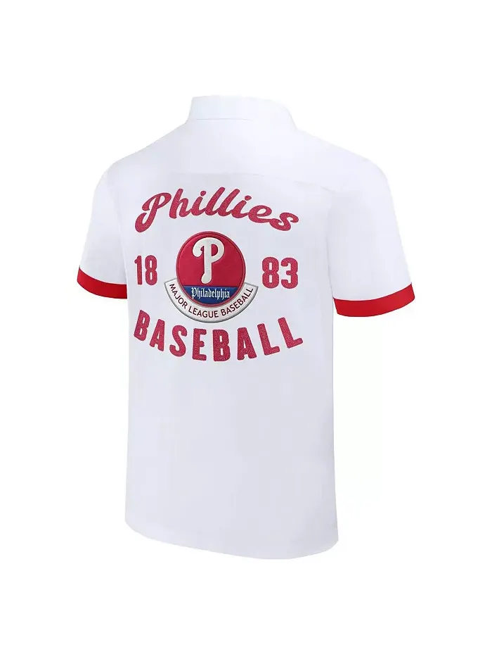Мужская рубашка на пуговицах для боулинга Darius Rucker Collection By White Philadelphia Phillies — изображение 3 из 3