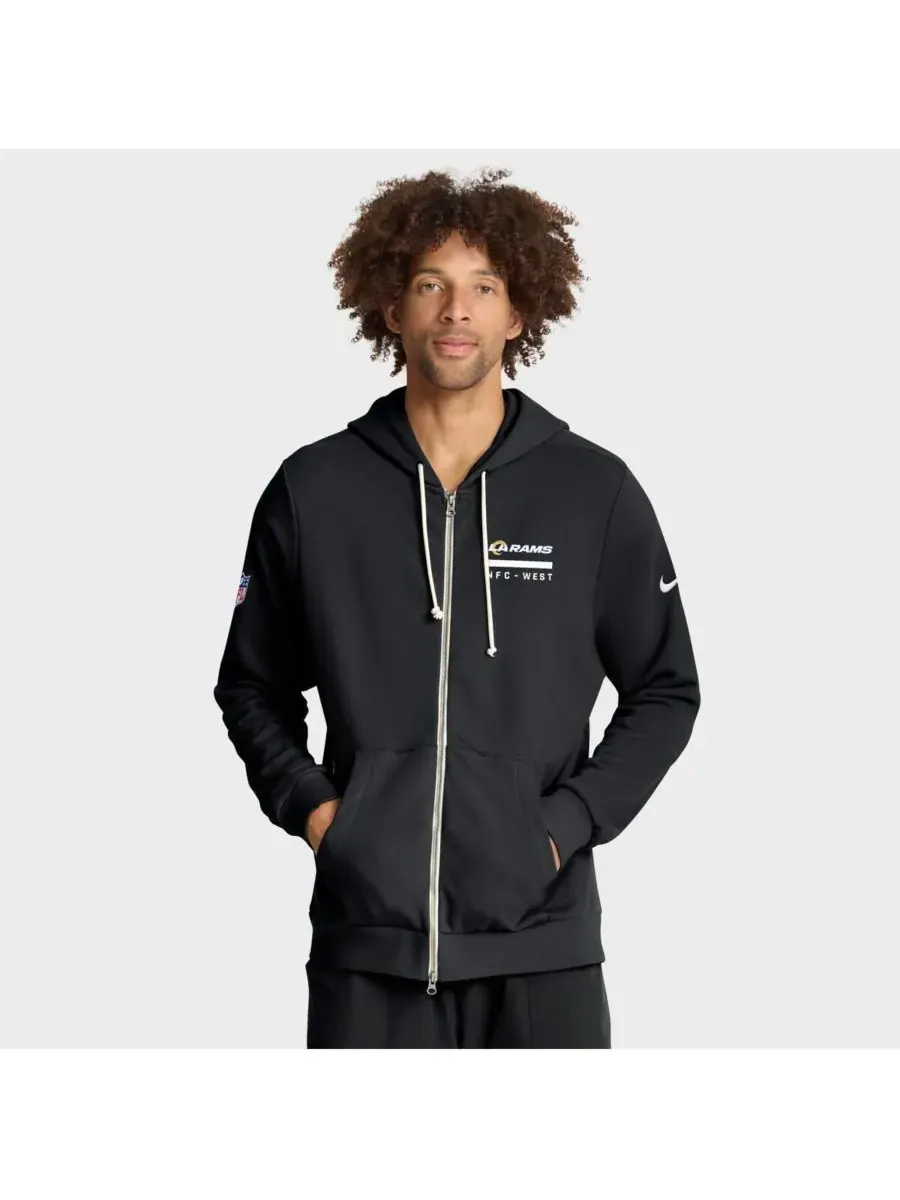 Nike Мужская черная толстовка на молнии Los Angeles Rams Sideline Standard Issue Utility Player — изображение 1 из 5, черный