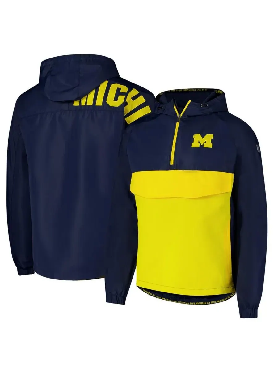 Colosseum Мужская темно-синяя куртка-анорак Michigan Wolverines Reloaded с половинной молнией — изображение 1 из 3