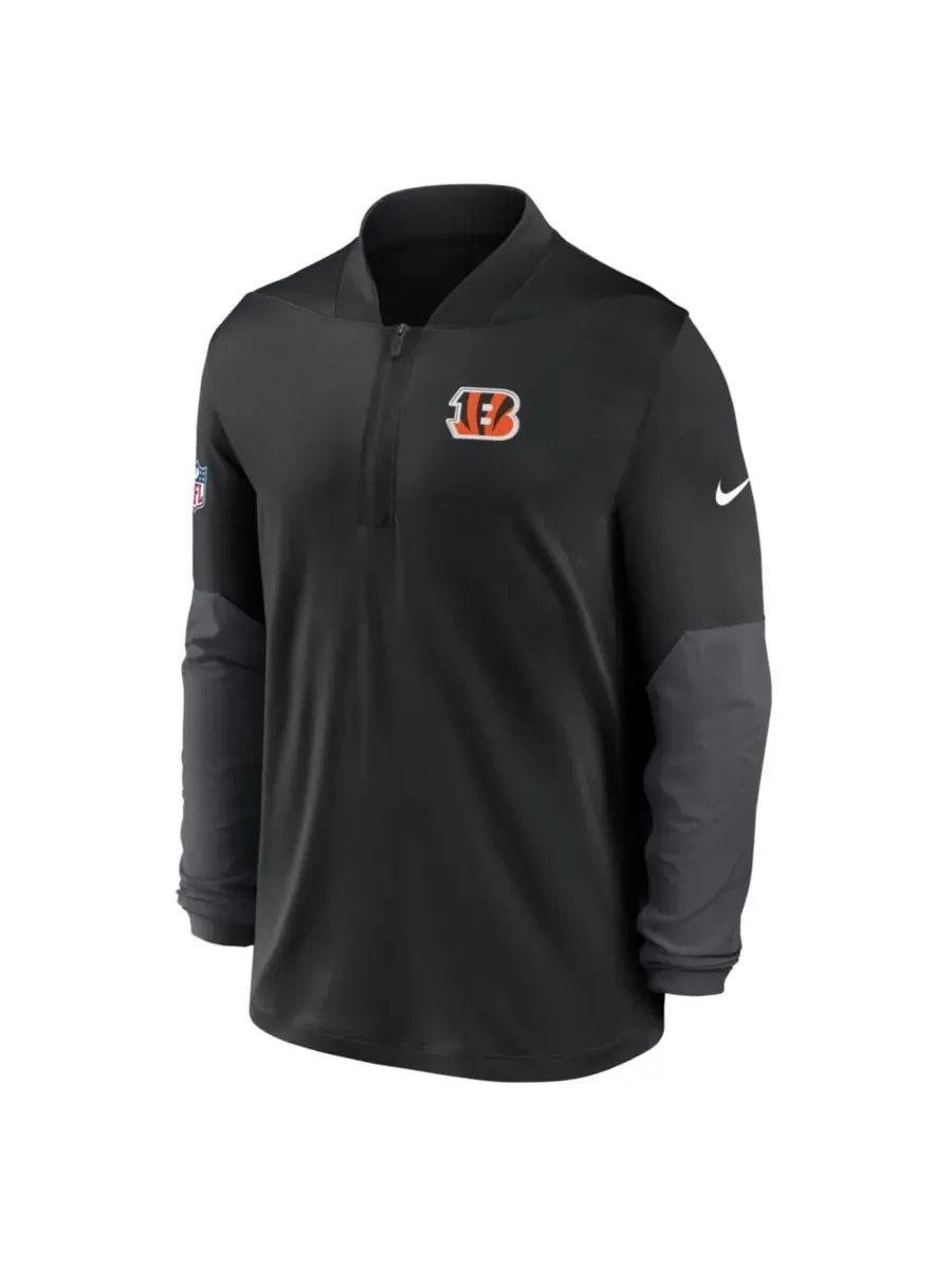 Nike Мужской черный пуловер Cincinnati Bengals Sideline Dri-FIT с половинной молнией — изображение 5 из 5