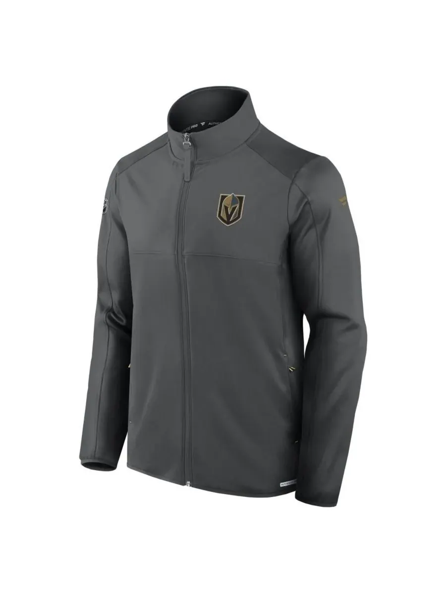Fanatics Мужская серая флисовая куртка на молнии с символикой Vegas Golden Knights Authentic Pro — изображение 2 из 3, серый