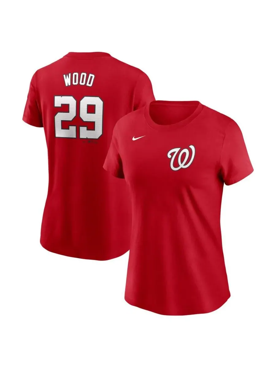 Nike Женская футболка James Wood Red Washington Nationals с фьюзом и номером игрока — изображение 1 из 3, красный