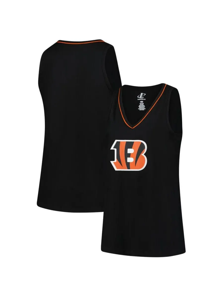 Logo Athletic Женская черная майка с V-образным вырезом "Cincinnati Bengals" больших размеров — изображение 1 из 3