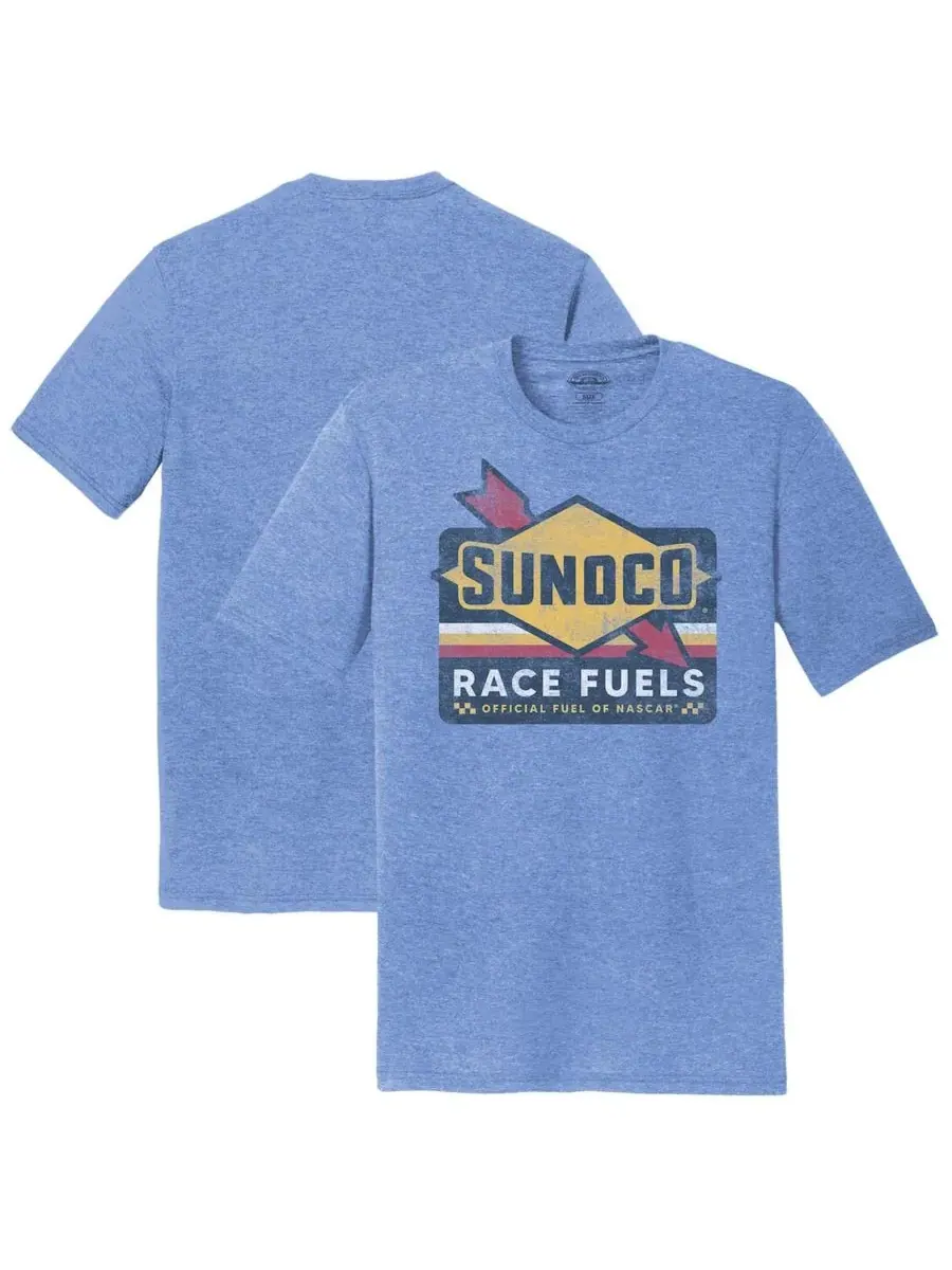 NASCAR Мужская футболка Sunoco Tri-Blend цвета светло-голубого меланжа — синий