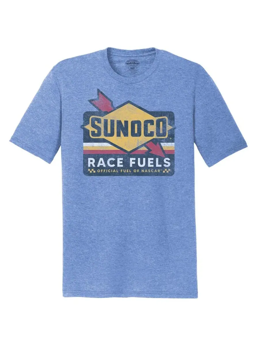 NASCAR Мужская футболка Sunoco Tri-Blend цвета светло-голубого меланжа — изображение 3 из 3, синий