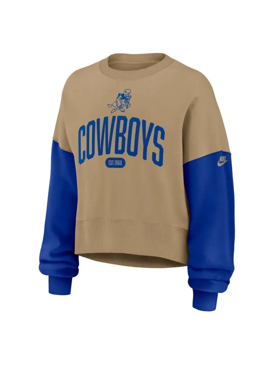 Nike Женская бежевая толстовка-пуловер Rewind с символикой команды Dallas Cowboys — изображение 2 из 3, бежевый темно-синий