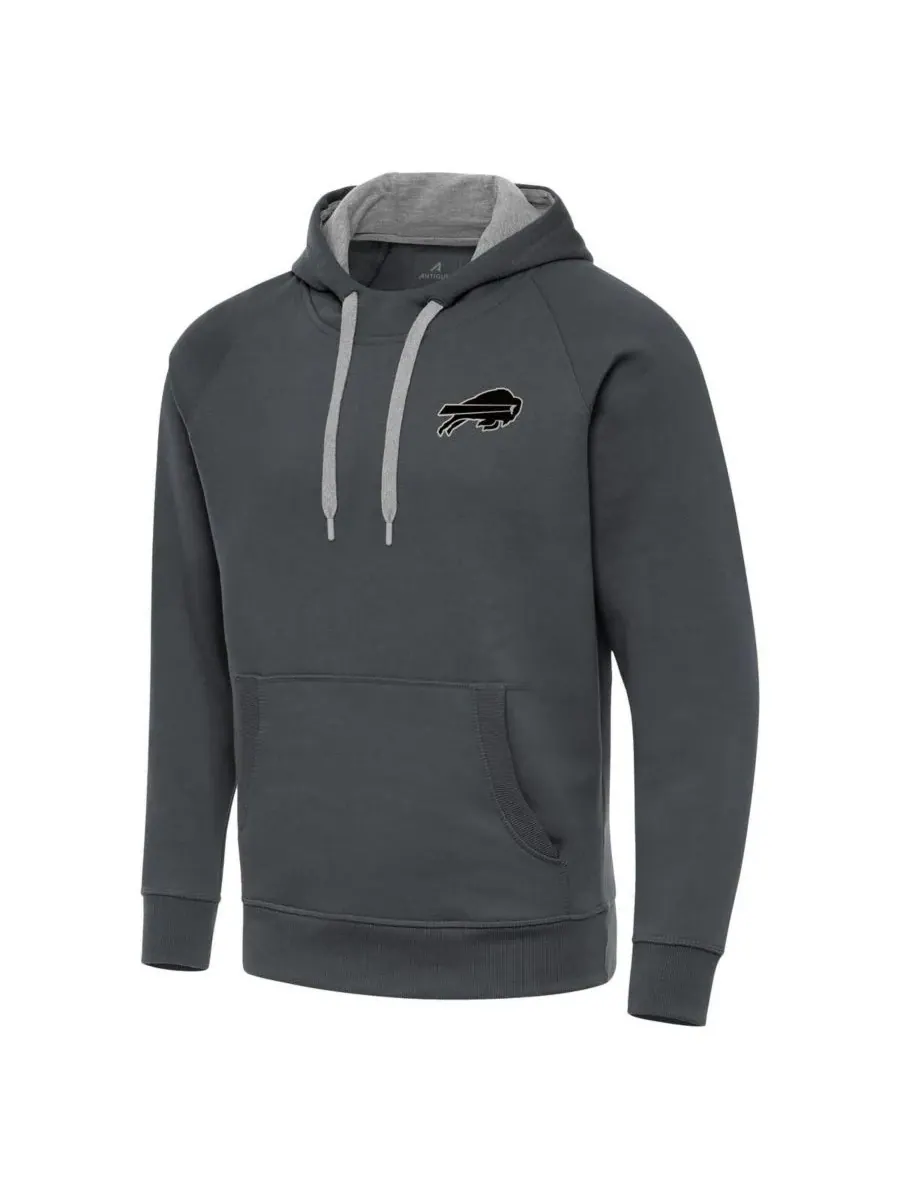 Antigua Мужская толстовка с капюшоном Buffalo Bills Brushed Carbon Victory цвета угольно-серого — изображение 4 из 4