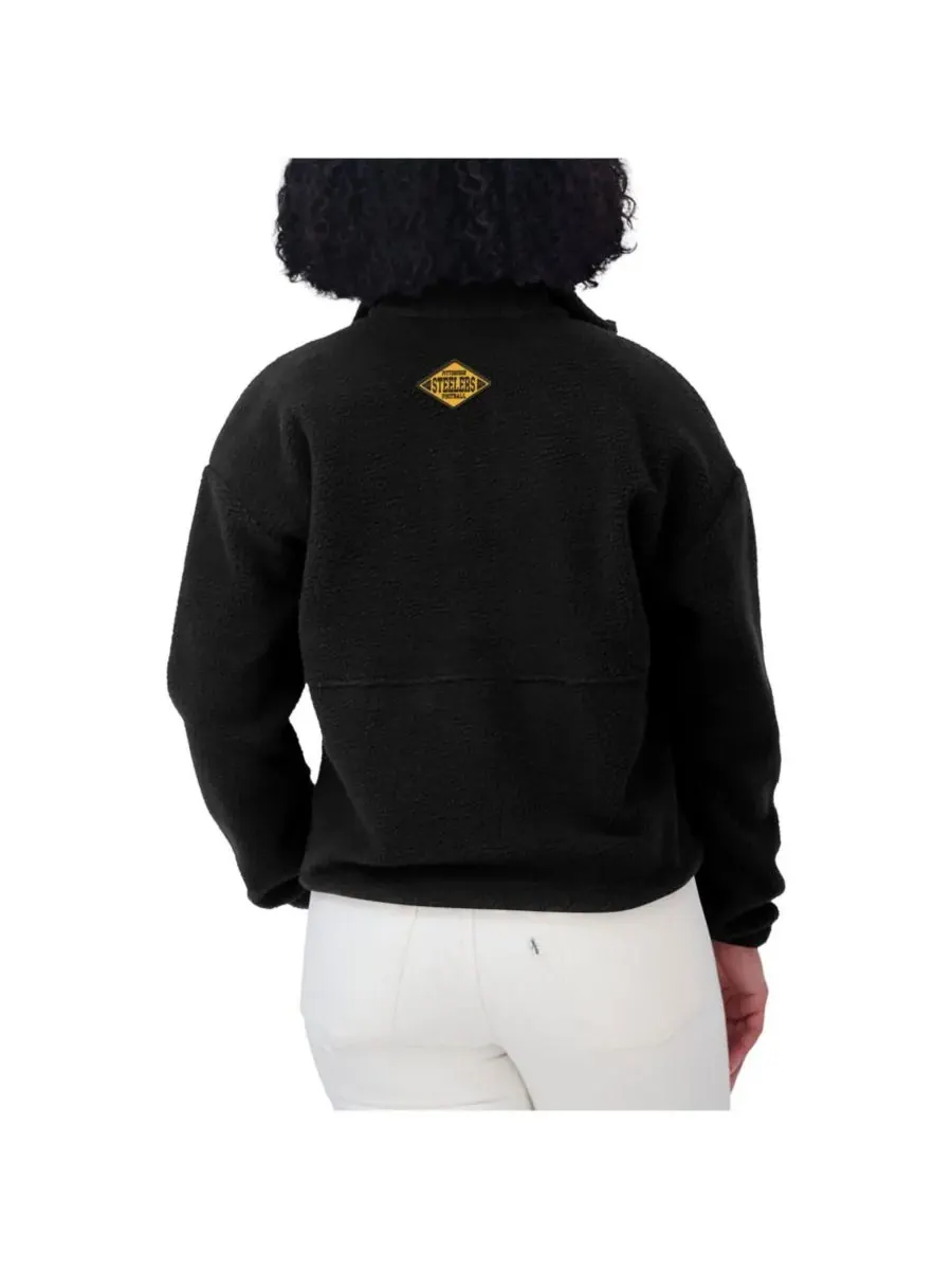 WEAR by Erin Andrews Женская черная флисовая куртка Pittsburgh Steelers с застежкой-молнией до — изображение 2 из 5, черный
