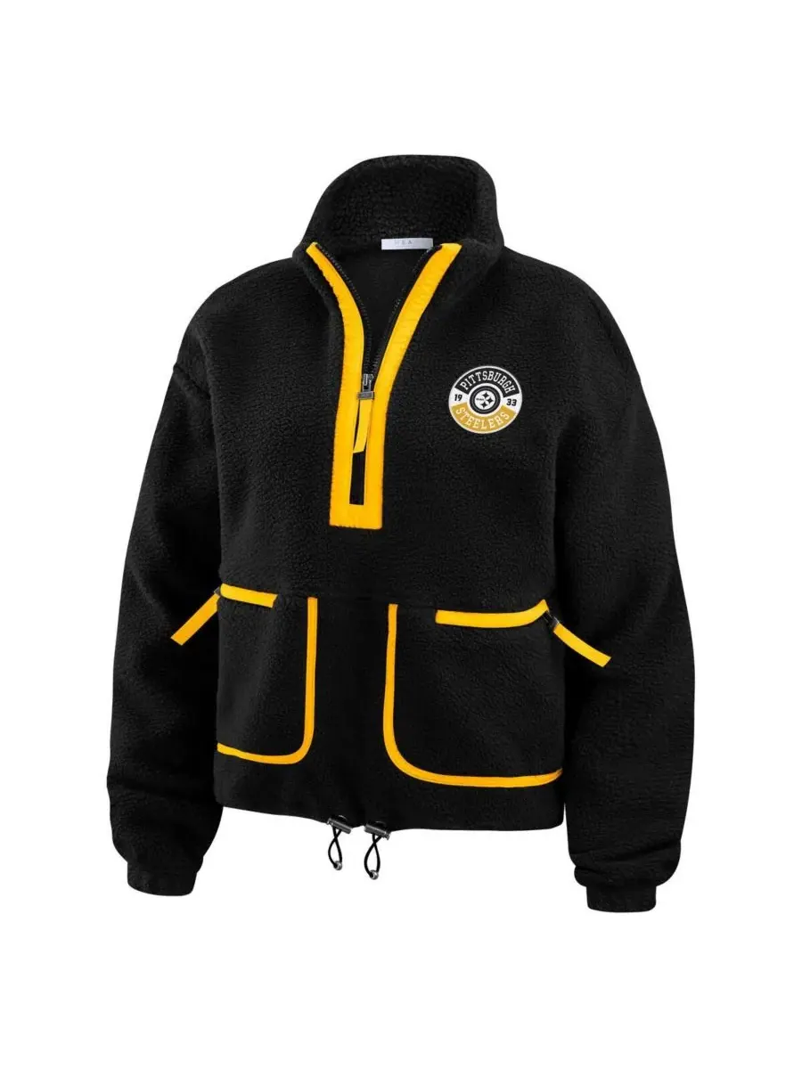 WEAR by Erin Andrews Женская черная флисовая куртка Pittsburgh Steelers с застежкой-молнией до — изображение 3 из 5, черный