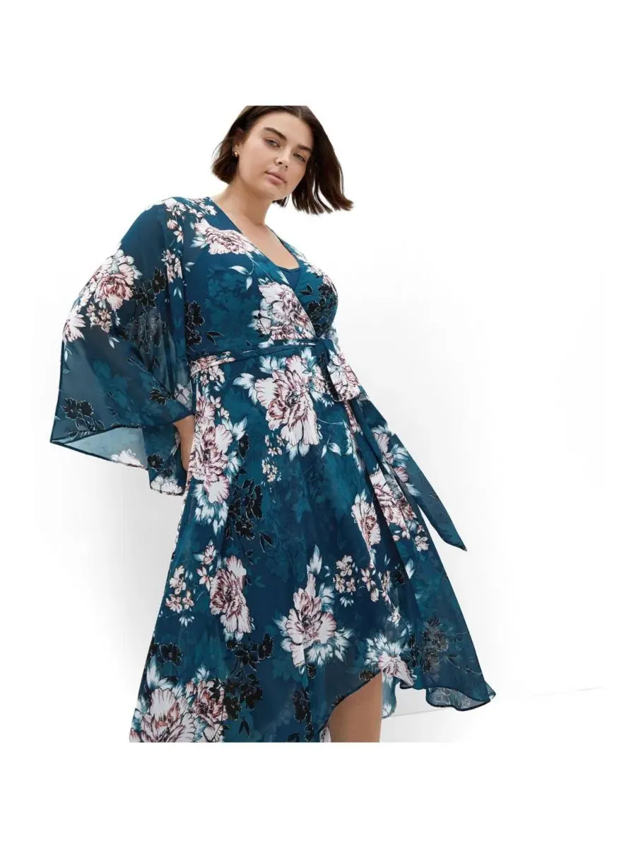 Женское длинное платье с длинными рукавами "Нефритовый цветок" CITY CHIC, Jade Blossom — изображение 3 из 5