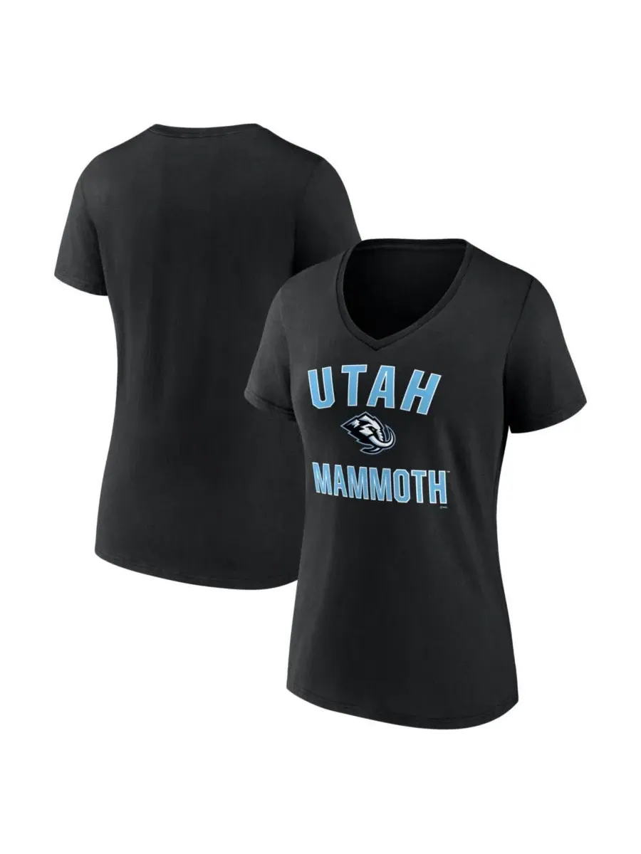 Женская черная футболка с V-образным вырезом "Utah Mammoth Arch Victory" Logo Athletic — изображение 1 из 3, черный