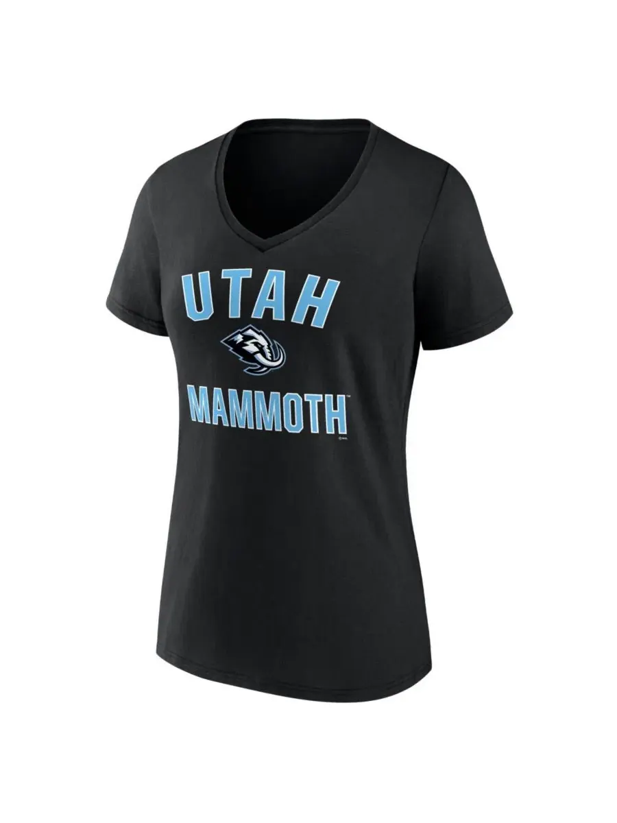 Женская черная футболка с V-образным вырезом "Utah Mammoth Arch Victory" Logo Athletic — изображение 2 из 3, черный
