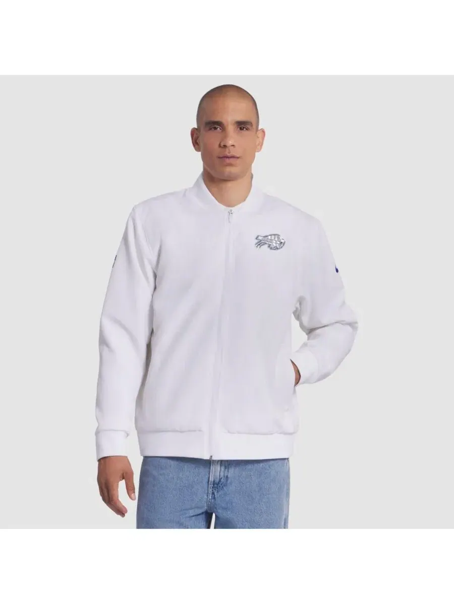 Мужская белая куртка-бомбер на молнии из коллекции Buffalo Bills 2025 Rivalries Collection Sideline — изображение 1 из 3