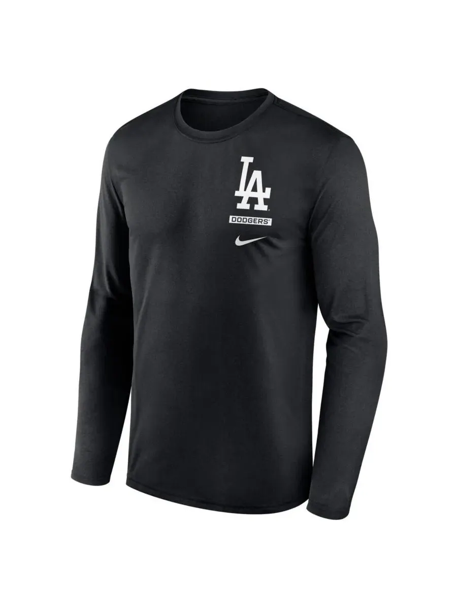 Мужская черная футболка с длинным рукавом Los Angeles Dodgers 2-Hit Legend Dri-FIT Nike — изображение 2 из 5, черный