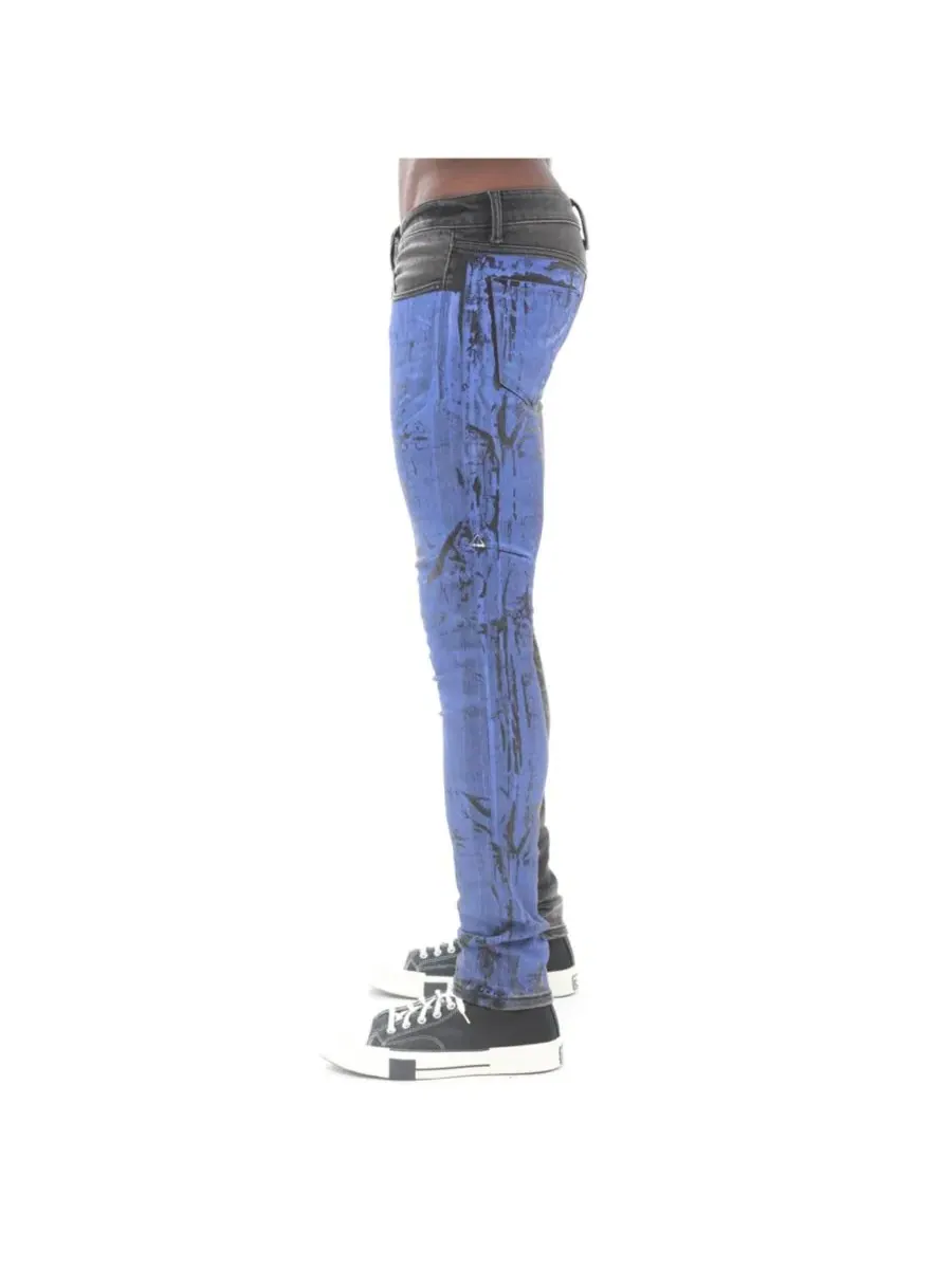 Мужские джинсы Strat Super Skinny Fit с эффектом мятой ткани Hvman Chosen To Prevail X Cult — изображение 2 из 4