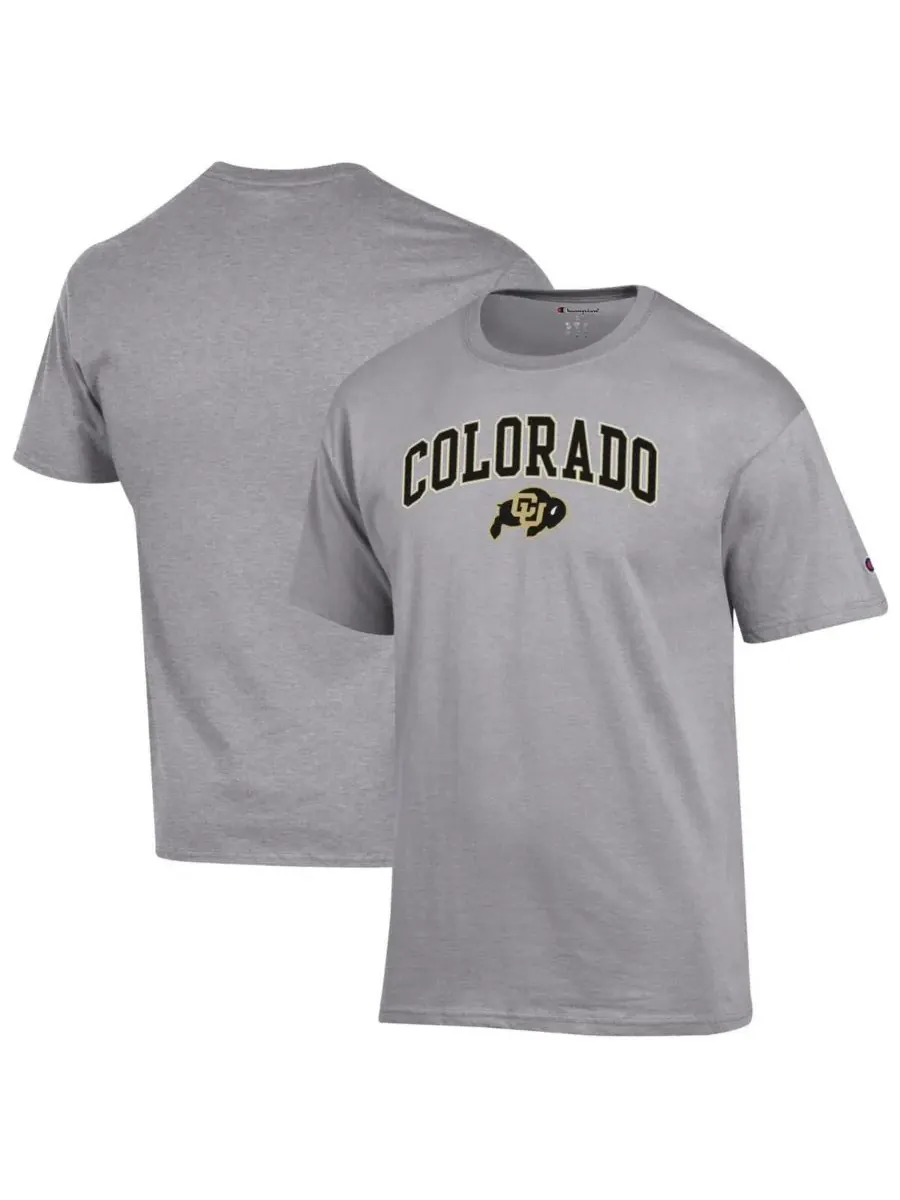 Champion Мужская футболка серого цвета с логотипом Colorado Buffaloes в виде арки — изображение 1 из 3, серый