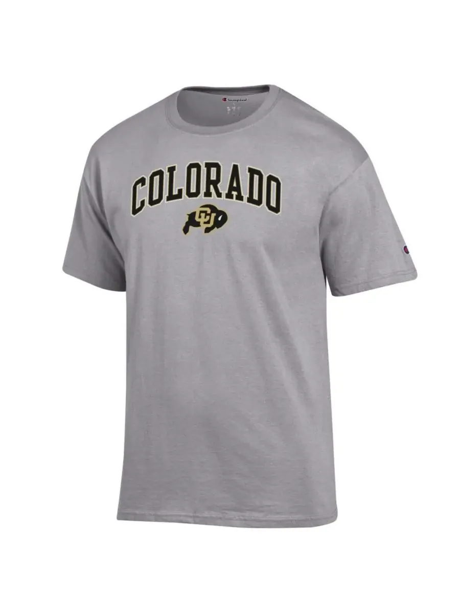 Champion Мужская футболка серого цвета с логотипом Colorado Buffaloes в виде арки — изображение 3 из 3, серый