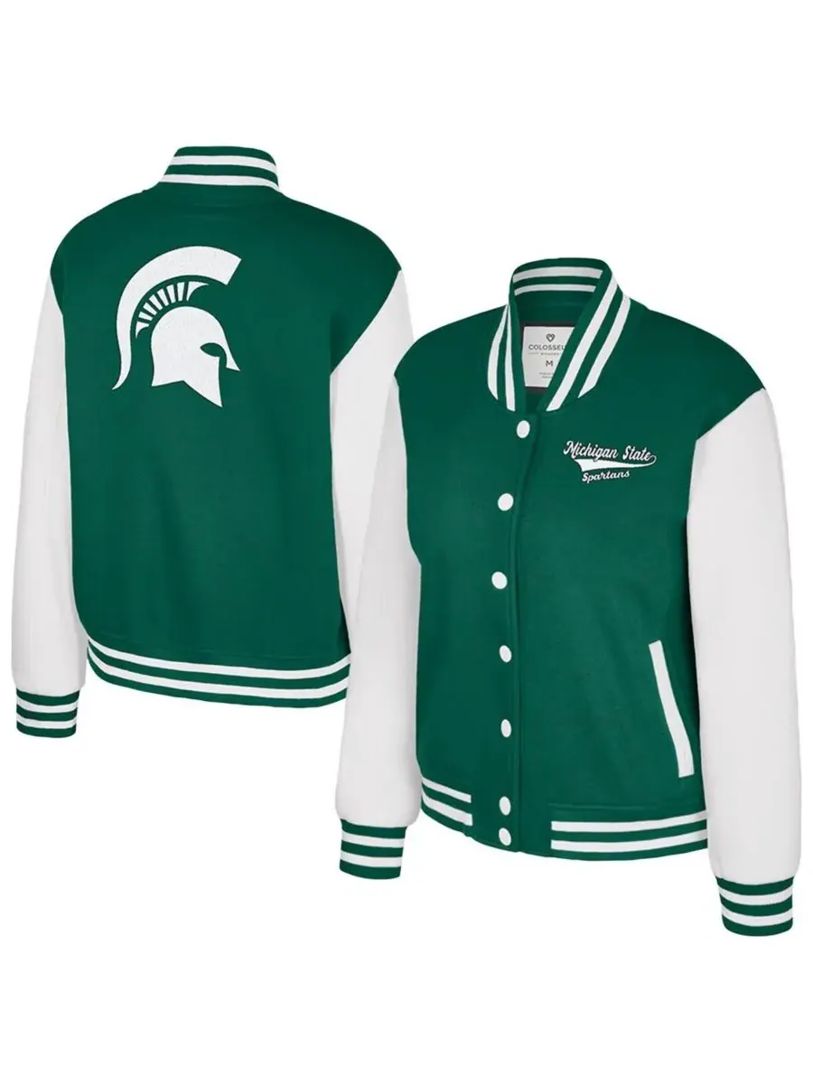 Colosseum Женская зеленая флисовая куртка Michigan State Spartans "Французский багет" с застежкой — изображение 1 из 3