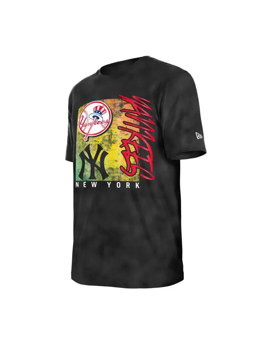 New Era Женская черная футболка оверсайз New York Yankees Sport Classics с энзимной обработкой — изображение 3 из 3, черный