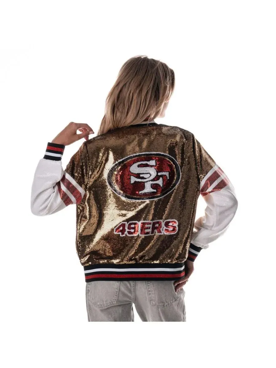 Женская золотая куртка-бомбер с пайетками San Francisco 49ers The Wild Collective — изображение 3 из 5, золото