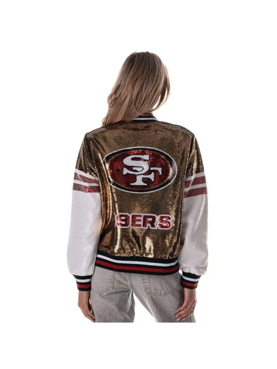 Женская золотая куртка-бомбер с пайетками San Francisco 49ers The Wild Collective — изображение 5 из 5, золото