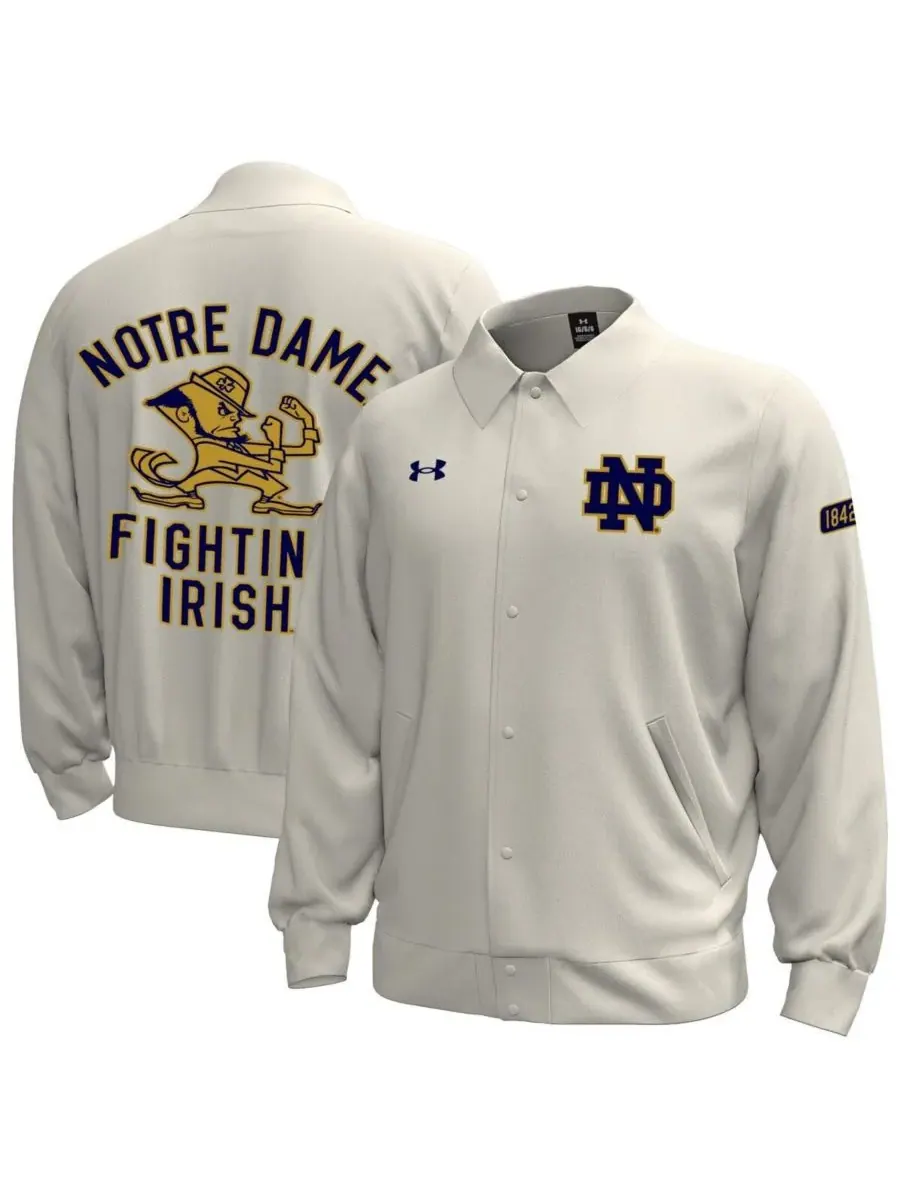 Мужская флисовая куртка Under Armor Stone Notre Dame Fighting Irish Gameday Icon с застежкой на — изображение 1 из 3, серый