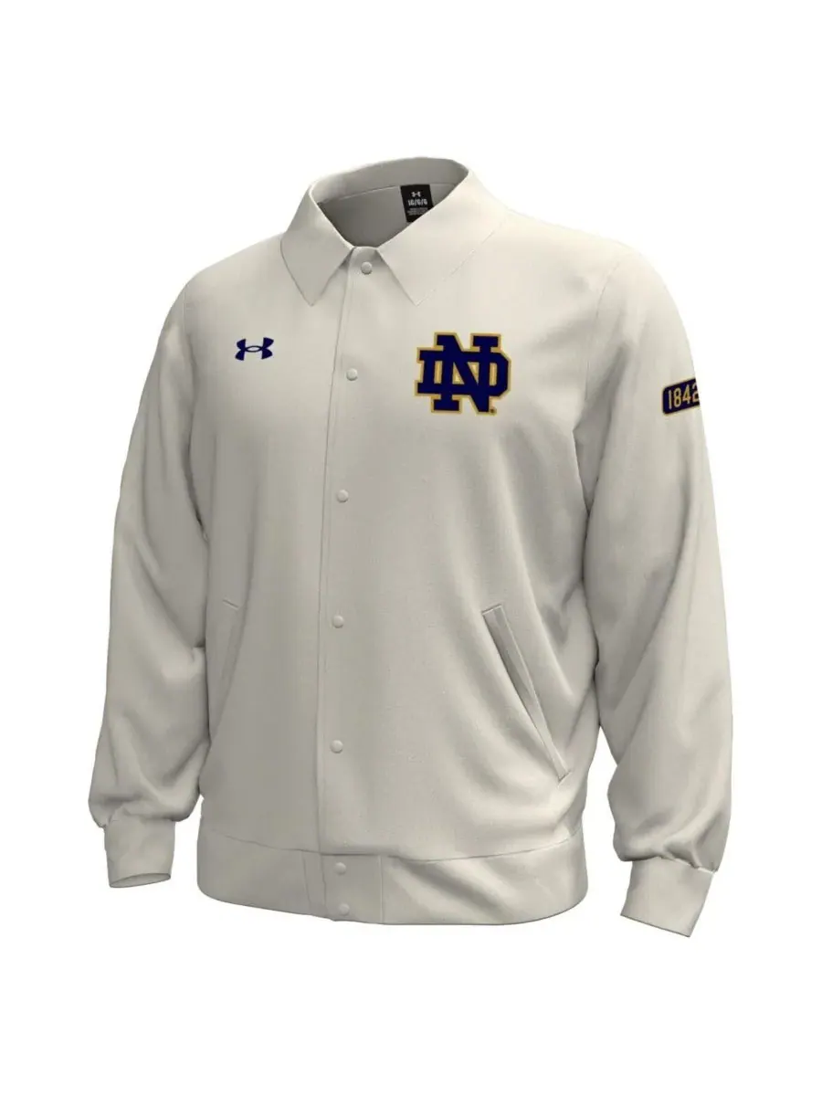 Мужская флисовая куртка Under Armor Stone Notre Dame Fighting Irish Gameday Icon с застежкой на — изображение 3 из 3, серый
